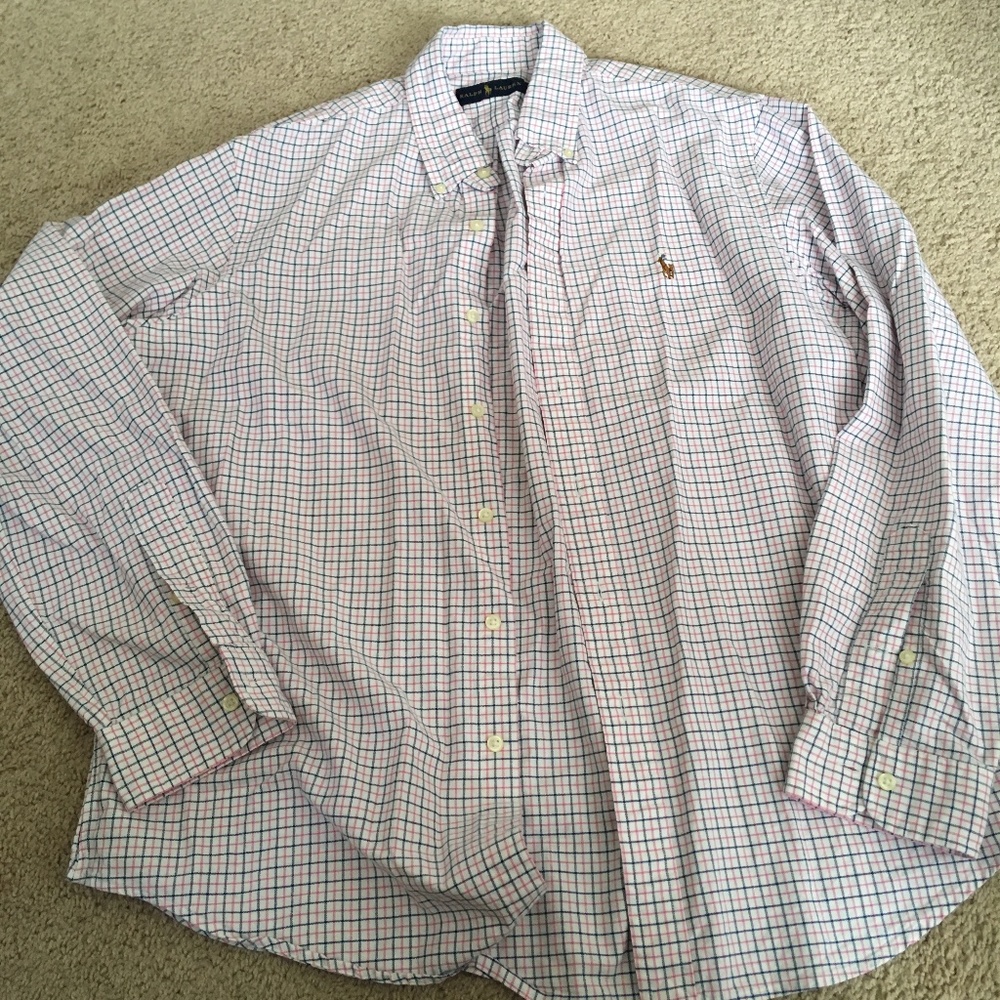 Ralph Lauren Navy & Pink Checkered Dress Shirt